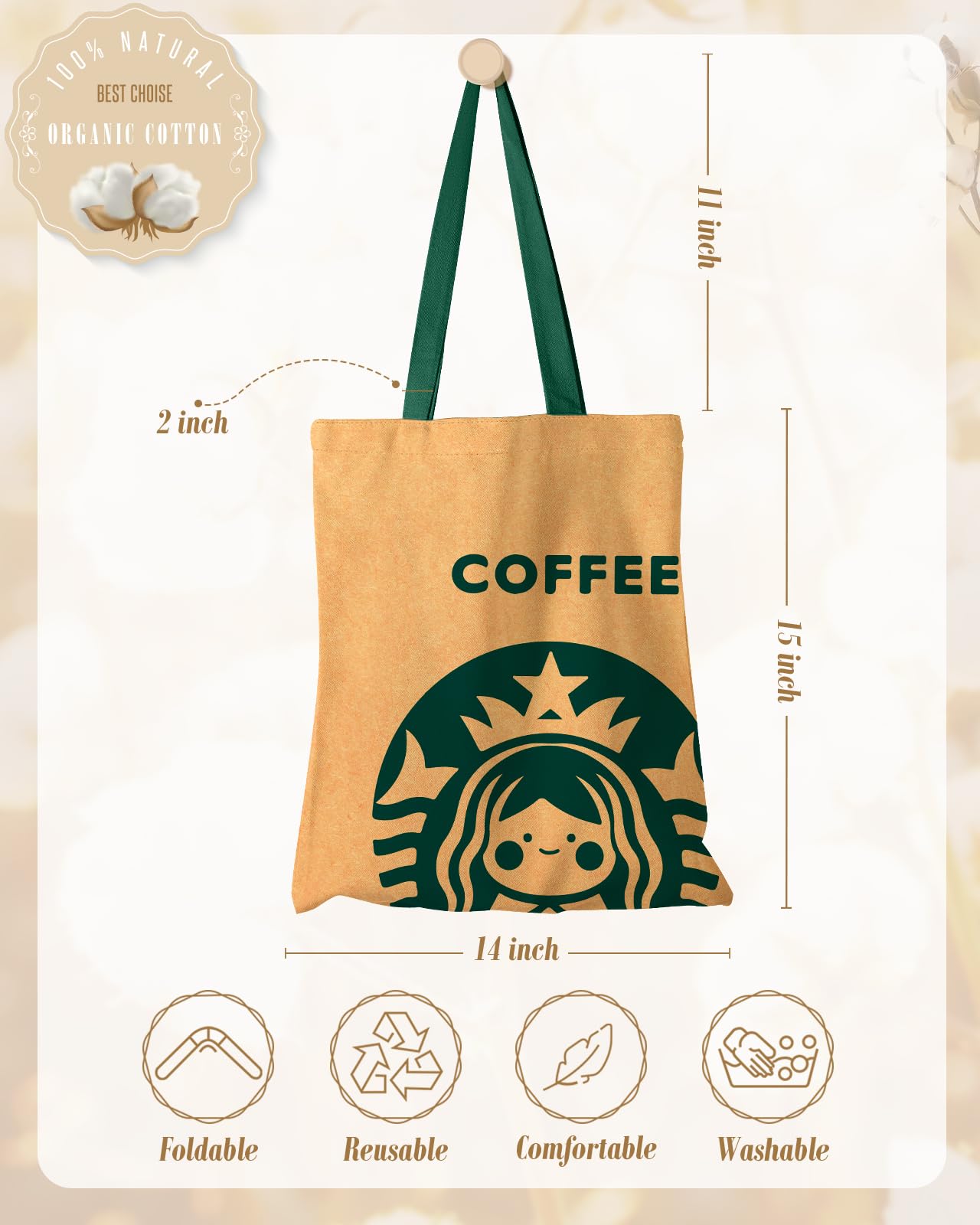 Miss Adola Aesthetic Canvas Tote Bag - Reusable Shoulder Tote Bag for Women Lady Casual Vacation, Shopping, Work, Gym