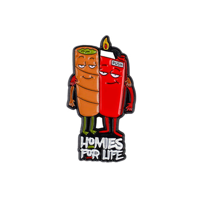 Stoner Smoking Weed Enamel Pin, Cannabis Smoker Marijuana Lapel Brooches, Blunt & Lighter Homies For Life Badges, 420 Smoker Brooch Badge, Marijuana Lover Gift, Gift For Smoker, Cannabis Addicted Decorative Jewelry Accessories Pin For Backpacks Hats...