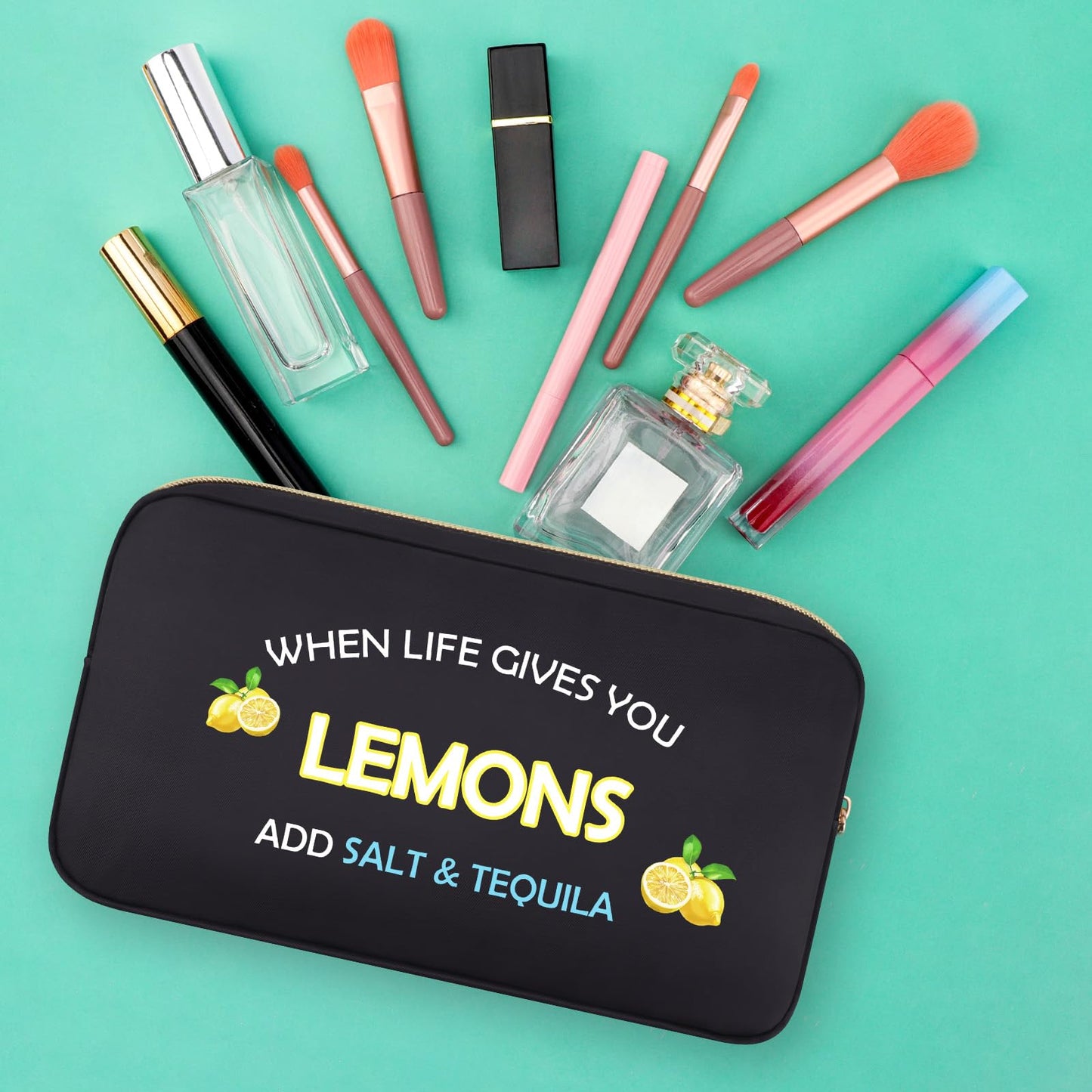 Lemon Gifts Lemon Lover Gift for Women Lemon Makeup Bag Fruit Zipper Pouch Bag Funny Cosmetic Bag Travel Toiletry Bag for Women Fruit Lover Best Friend Bestie Birthday Friendship Christmas