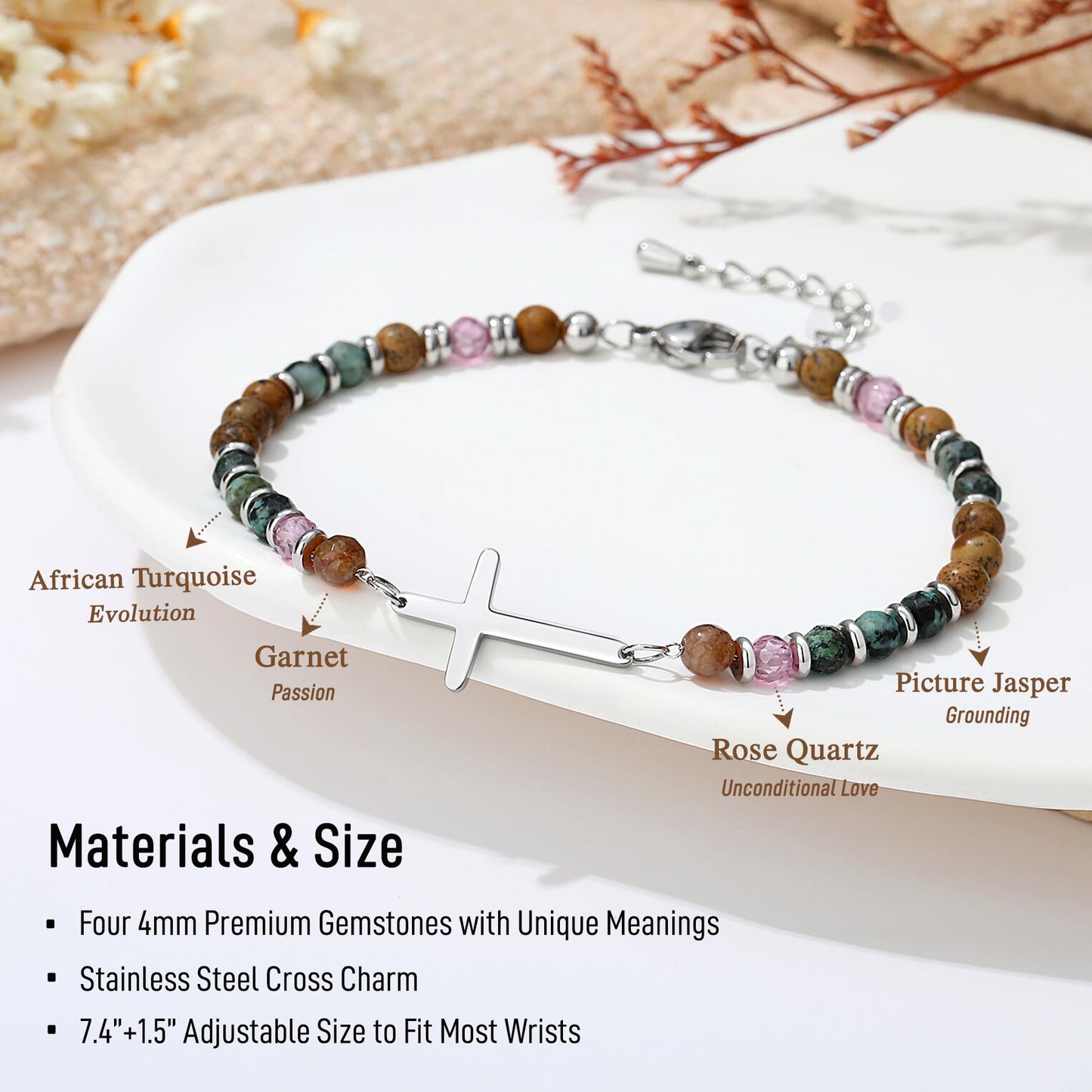 TONY & SANDY Christian Cross Bracelet for Women, Graduation Gifts for Teens Kids Girls, Confirmation Baptism Gifts, Unique Gift for Friends Daughter Mom Sister in Christ Birthday Christmas