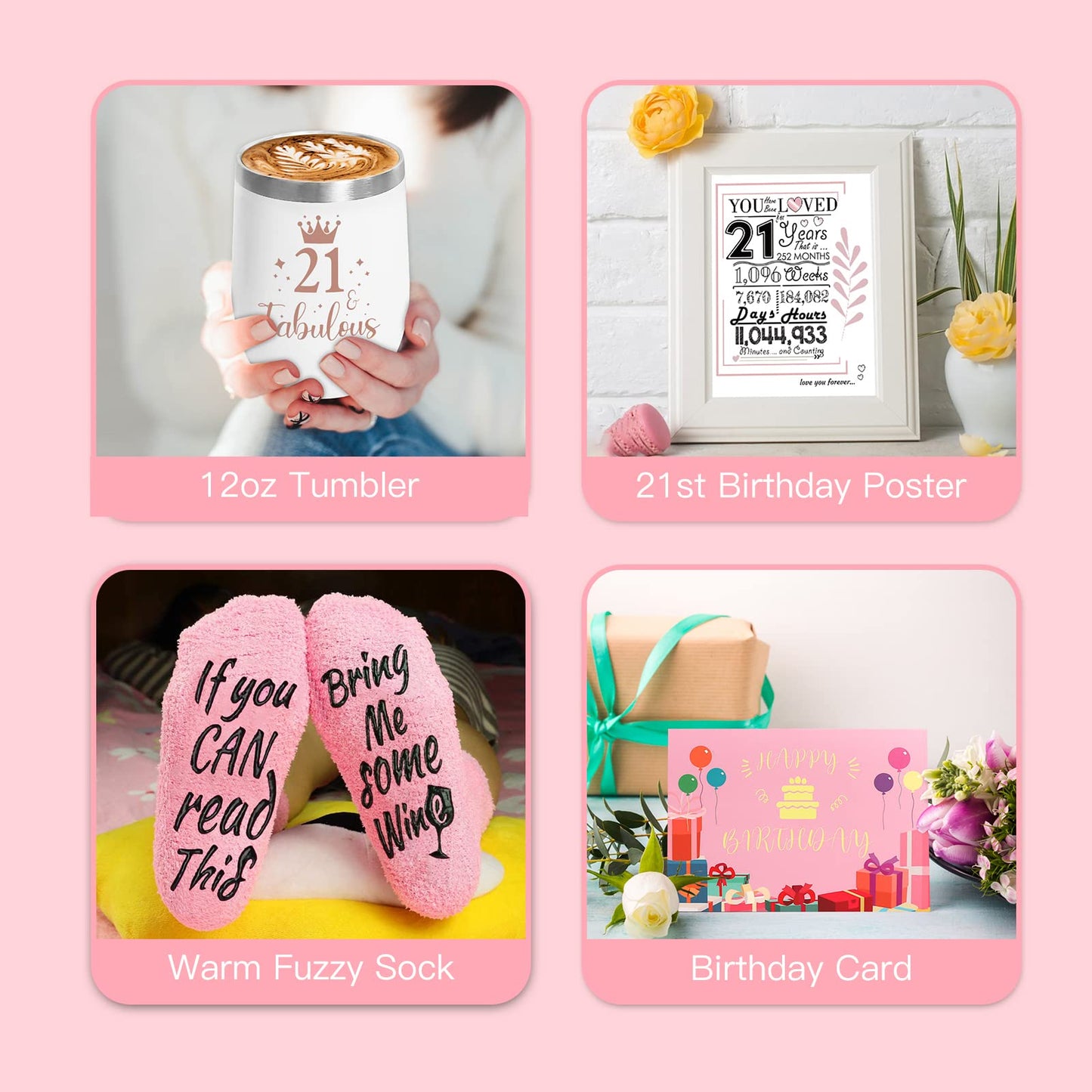 iAOVUEBY 21st Birthday Gifts for Her, Happy 21st Birthday Gift Basket for Women, 21 Year Old Gift Ideas for Daughter Sister Friend, Born in 2005, 21 & Fabulous