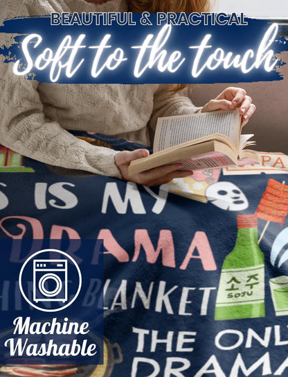 Huglanket Korean Drama Gifts Kdrama Merch Blanket for Women, Flannel Throws for K Drama Lovers, Blue, 50"x 65"