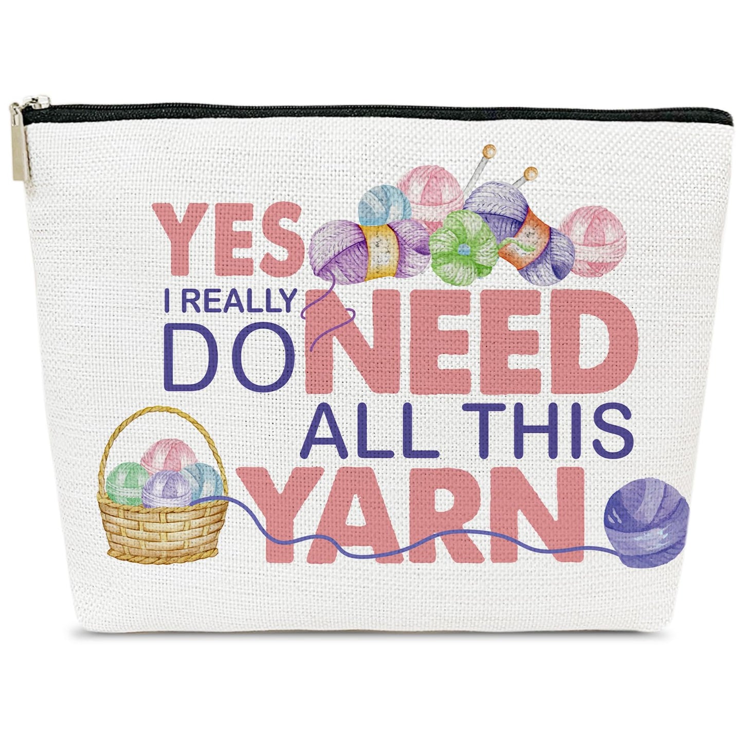 Yarn Makeup Bag, Crochet Gifts for Women, Knitting Cosmetic bag, Yarn Bags for Crocheting On the Go, Yes I Really Do Need All This Yarn, Crocheting Accessories and Gadget