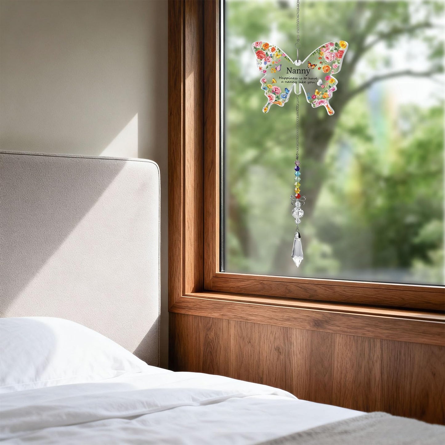 Nanny Gifts Butterfly Crystal Suncatcher for Nanny Christmas Mothers Day Birthday Gifts for Nannies