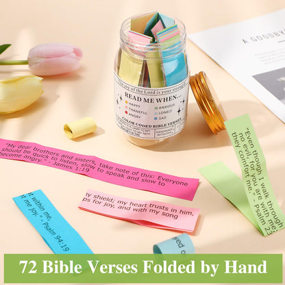 Christian Gift for Women Handmade Crochet Jesus Bible Verse Jar with 72 Uplifting Cards Birthday Christmas Gifts for Women Mom Teacher