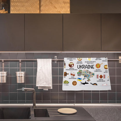 Ukraine Country Map Europe Cuisine Lover Kitchen Towel Mom Dad BFF Ukrainian Food Cooking Travel Dish Towel Gift (Ukraine)