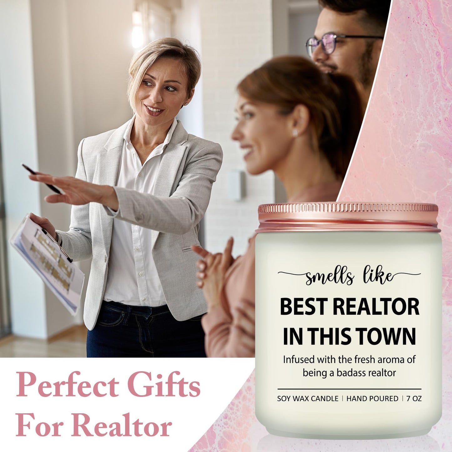 Realtor Gifts for Women Men - Closing Gifts for Realtors, Celebrate Reward Thank You Presents for Realtors, Broker, Realtor Supplies, Salesperson - Lavender Scented Candle