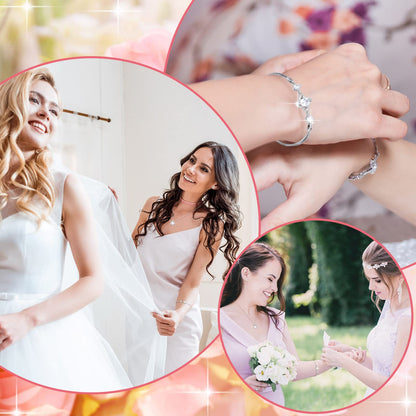 Yinkin 6 Bridesmaid Jewelry Sets Silver Wedding Jewelry Sets Will You Be My Bridesmaid Necklace Earrings Bracelet with Card Proposal Gift for Women Bridal Costume Accessories