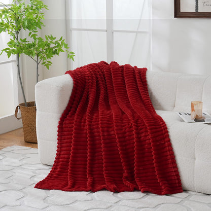 Valentines Day Decorations Red Fleece Throw Blanket 50”×60” for Couch Sofa Bed,Super Soft Cozy Plush Microfiber Flannel Blanket with Stripes Design Lightweight for Adults,Woman,Girls Gifts