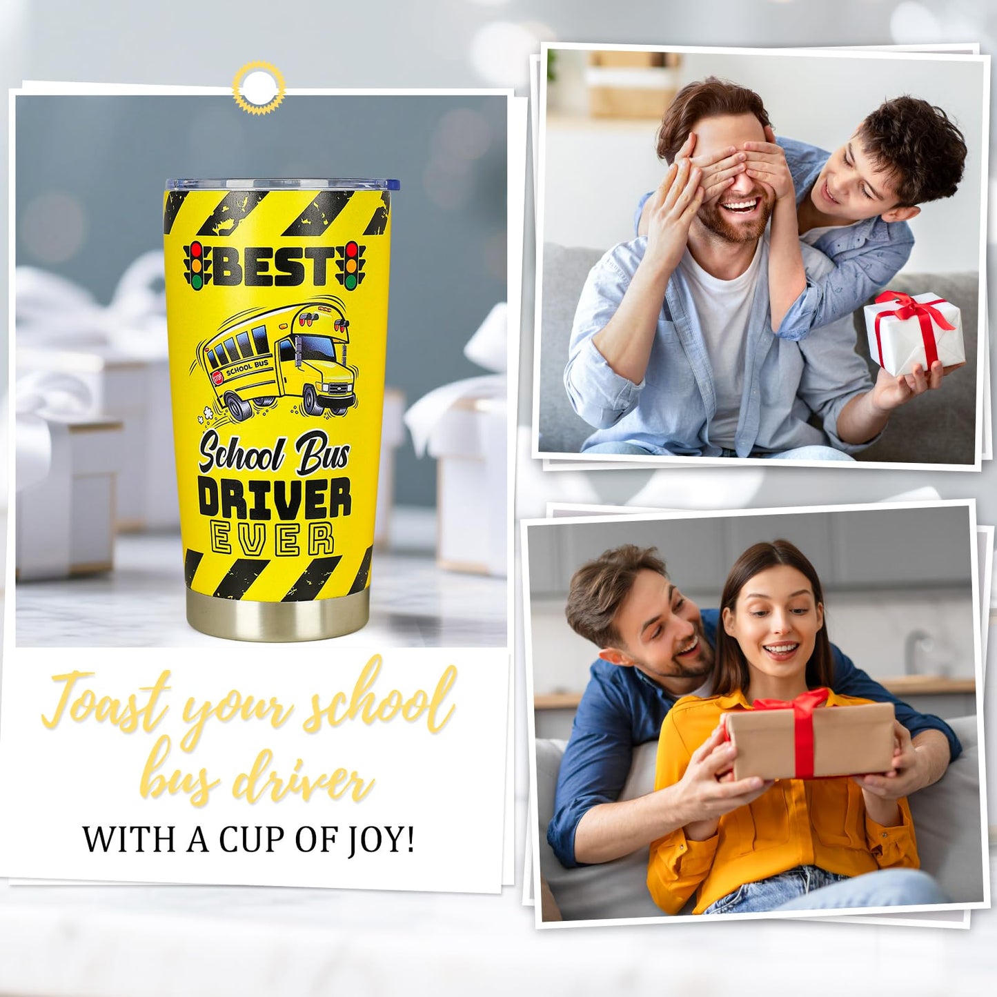 Bus Driver Appreciation Gifts - School Bus Driver Christmas Birthday Retired Appreciation Gifts - Buses Drivers Back To School Gift for Men Women - Stainless Steel Insulated 20OZ Tumbler