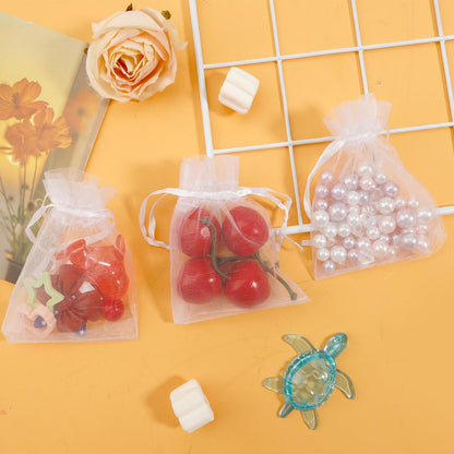 Organza Bags, White Organza Bags, 50Pcs, Sheer Organzas Bag 3 x 4 inch, Jewelry Gift Bags, Party Favor Bags with Drawstring, Mesh Gift Pouches Mini Candy Pouch for Wedding Christmas Party