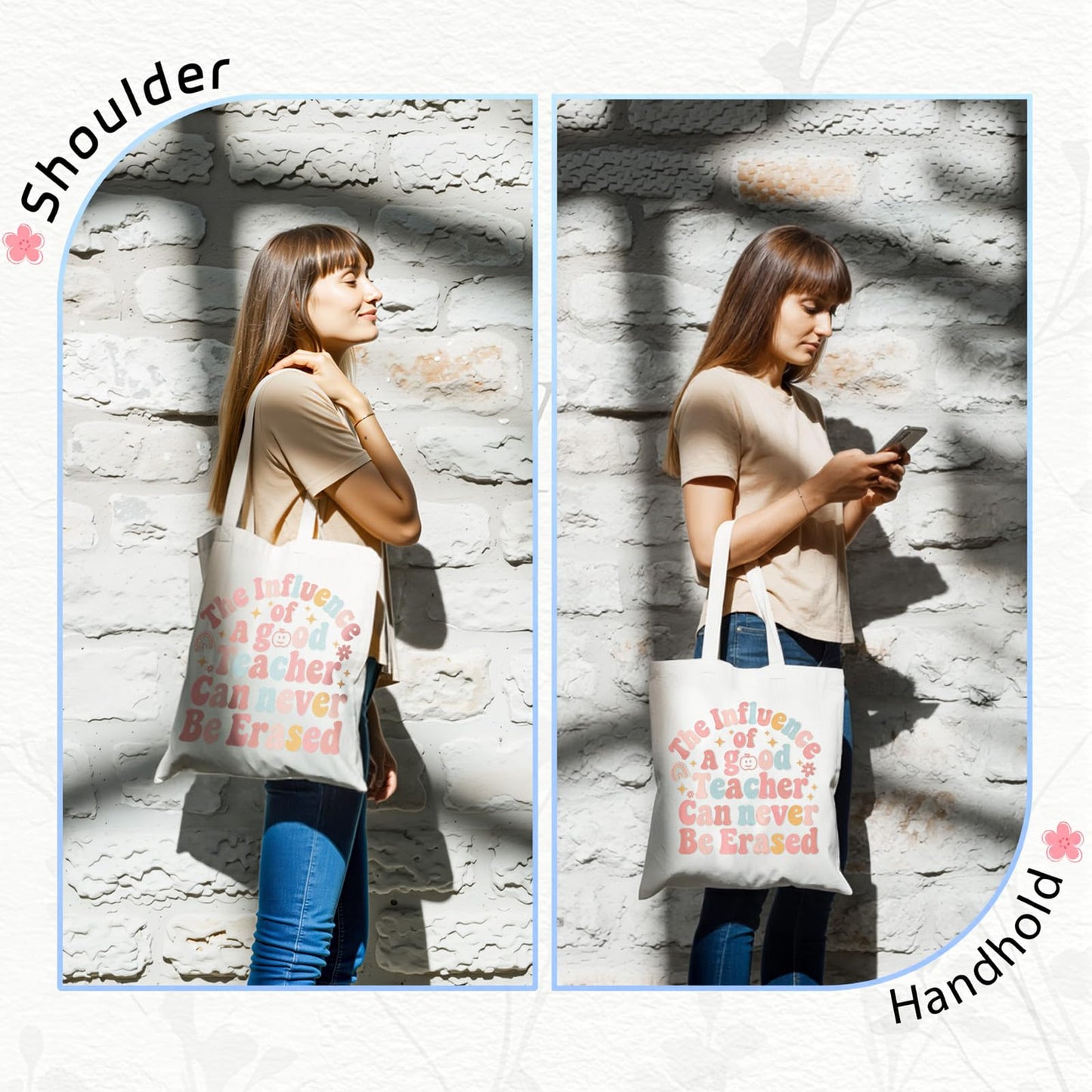 TYL&TYS Teacher Appreciation Gifts Bags for Women, 3 Pack Teacher Tote Bags Reusable Canvas Bag Graduation Thanksgiving Birthday Gift