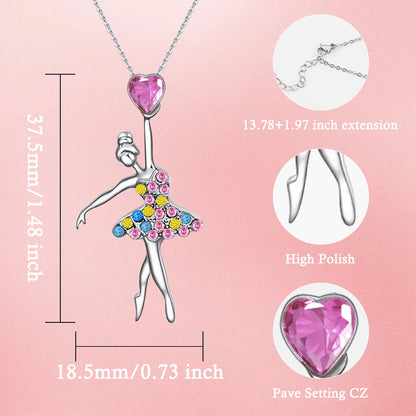 SmileBelle Cheerleader Gymnastics Dance Recital Gifts for Girls, Dance Horse Necklace Cheerleader Outfit as Birthday Gifts for Her, Gymnastics Cheer Necklace Stuff Jewelry as BDAY Gift for Daughter