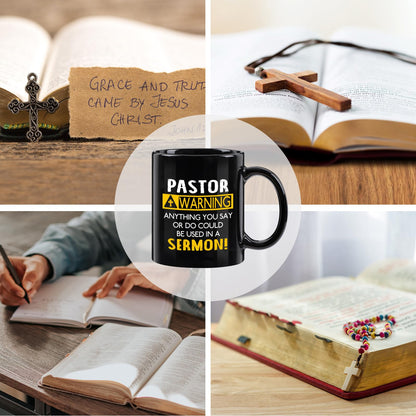 YHRJWN - Pastor Appreciation Mug, Religious Gifts for Men, Unique Christian Gifts for Birthday, Christmas - 11 Oz Black
