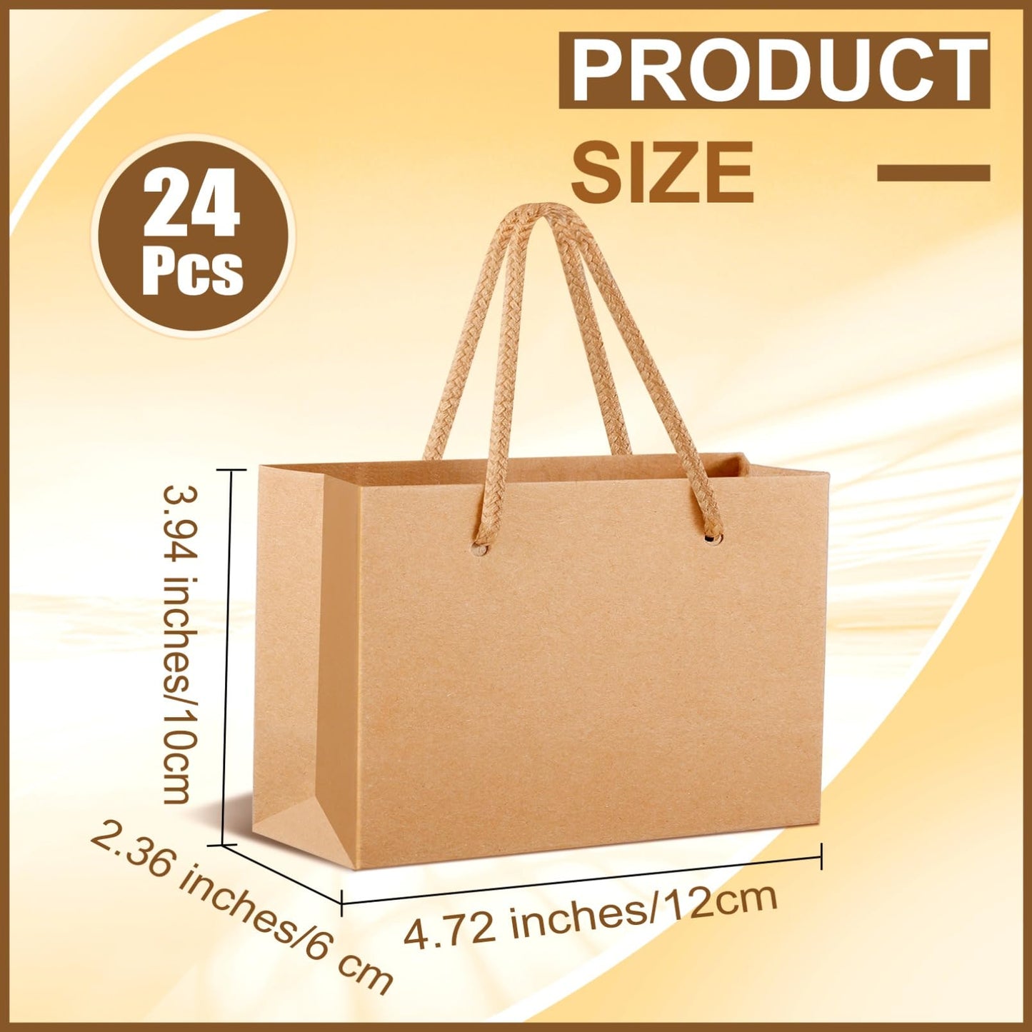 Bgtecho 24 Pack Extra Small Gift Bags, 3.9 x 4.7 x 2.4 Inch Small Paper Bags, Gift Wrap Paper Bags with Handles, Mini Brown Gifts Card Bag for Wedding Birthday Baby Shower Party Favors