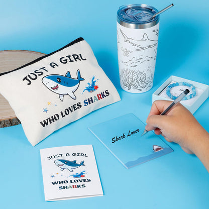 Bayelove Shark Gifts for Women Best Shark Lovers Week Gift for Women Funny Sharks Stuff Include Makeup Bag Socks Notepad Tumbler Mug Keychain Brecelet Gift Card for Birthday Christmas Mothers Day