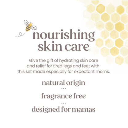 Burt's Bees Mama Gift Set, Includes Lip Balm, Leg and Foot Cream, and Belly Butter, Natural Origin Skin Care, 0.15 oz./3.38 oz./6.5 oz.