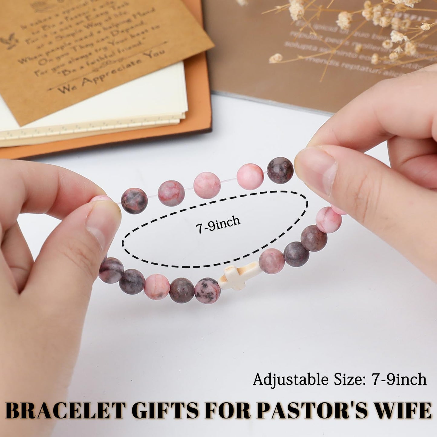 Boss/Boss Lady/Pastor Wife Appreciation Gifts for Women Natural Stone Beaded Bracelet Gifts for Her Christmas Birthday Present