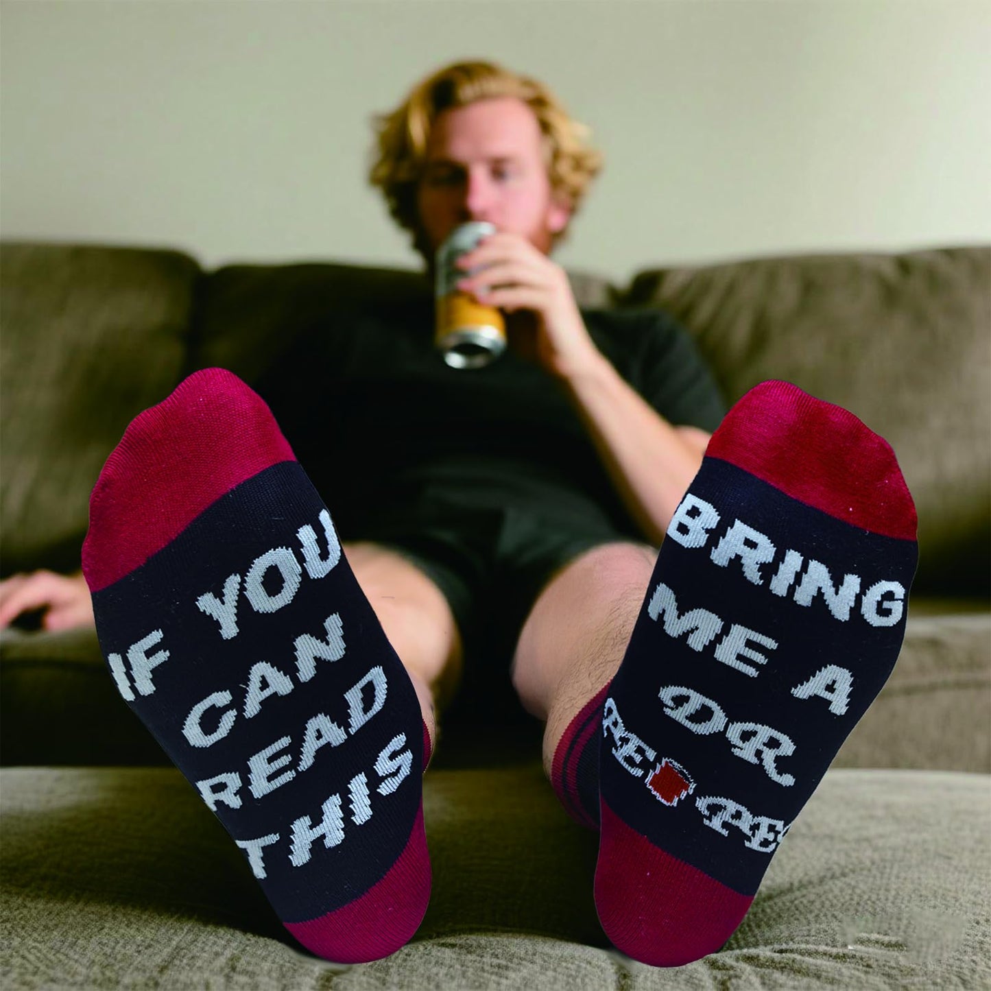 Novelty Drinking Theme Crew Socks, Fun Father Day Gift for Dad, Gift for Drinks Lovers in Birthday Party Christmas Fit Shoe Size 10-13
