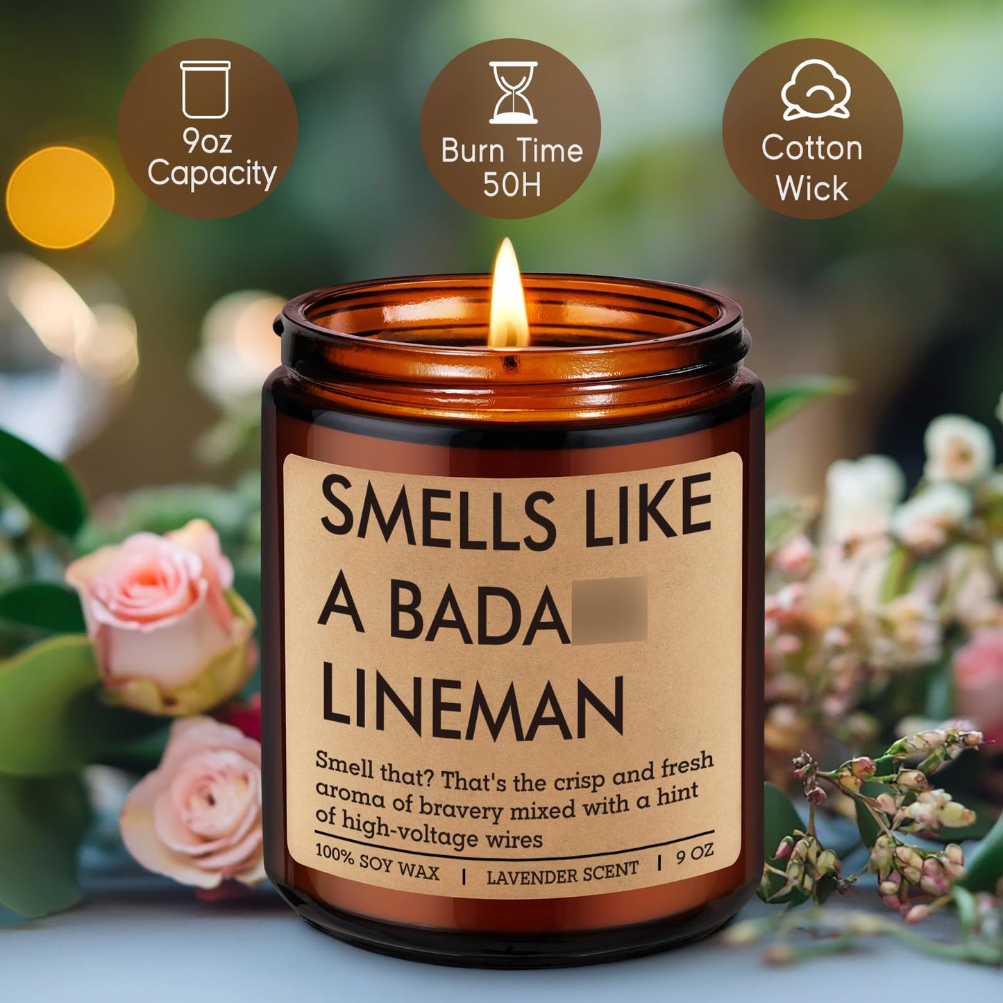 Fairy's Gift Candle Gifts for Lineman Workers Men, Electrical Lineman Gifts for Men Boyfriend Husband Dad, Cool Linemen Stuff Accessories, Linemen Appreciation Day, Funny Bday Presents for Lineworker