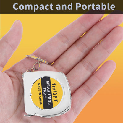 12 Pcs Tape Measure Keychains 1.5 Inch, 3ft/1m Mini Retractable Measuring Tape with Slide Lock, Functional Pocket Tapes for Construction Birthday Party Favors Gift Bag Fillers