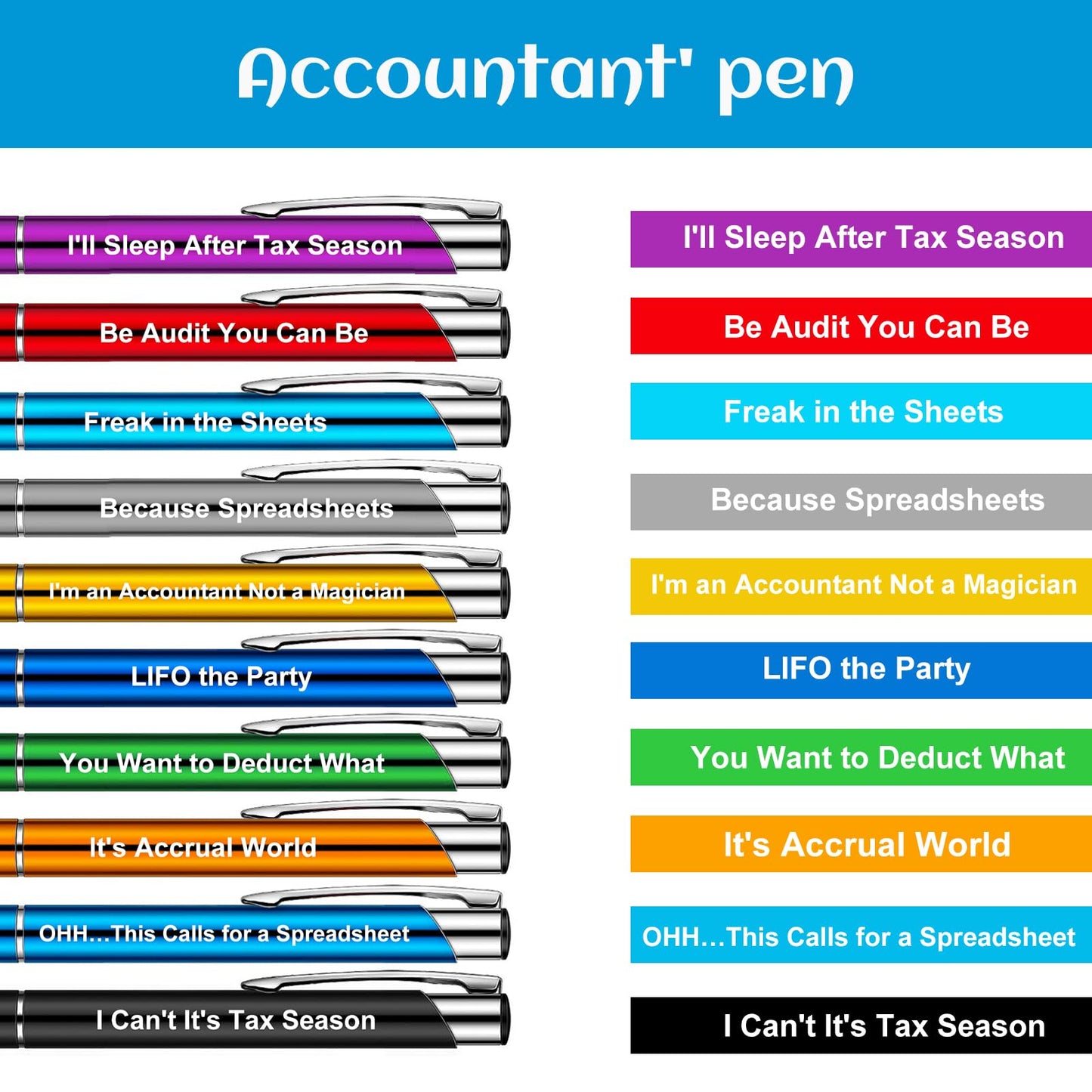 Chris.W 10pcs Cute Accountant Pens, Be Audit You Can Be Funny Accountant Gifts, Ballpoint Pens for Friends, Writing Ball Pens for CPA, Accounting Firm Pens, Graduation Gift (10)