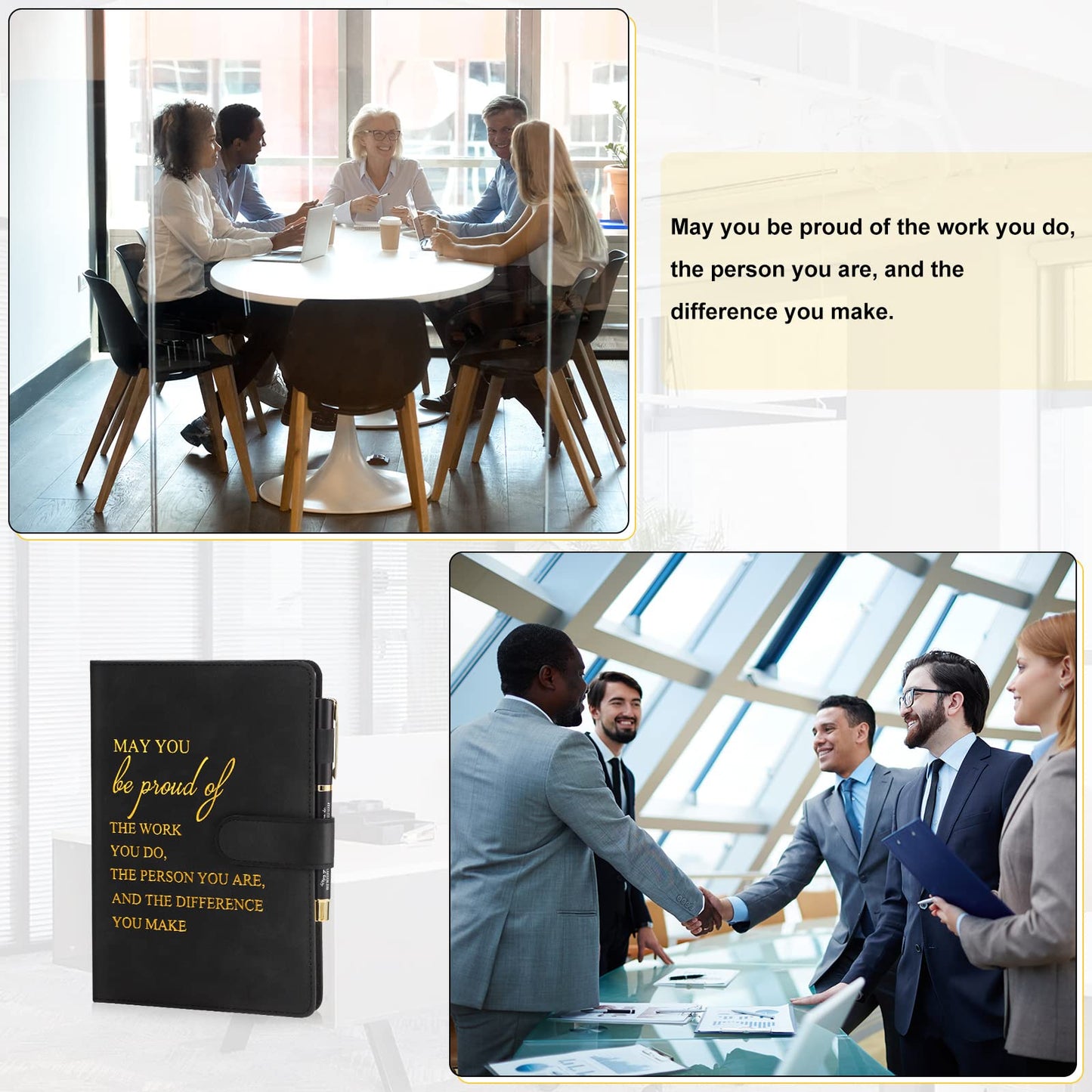 Kosiz 20 Pcs/10 Sets Employee Appreciation Gifts Bulk A5 Leather Notebook and Pen Inspirational Journal Pens for Teacher Appreciation Nurse Coworker Staff Team Gift(Black,May You Be Proud)
