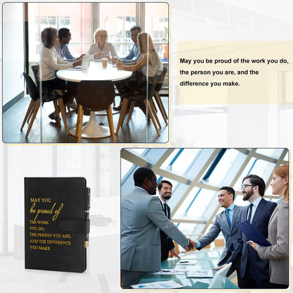 Kosiz 20 Pcs/10 Sets Employee Appreciation Gifts Bulk A5 Leather Notebook and Pen Inspirational Journal Pens for Teacher Appreciation Nurse Coworker Staff Team Gift(Black,May You Be Proud)