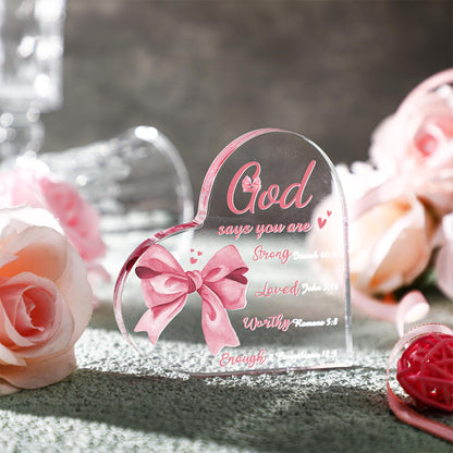 Funnymoom Christian Religious Heart Shaped Gifts for Women Pink Inspiration Religious Gift Bible Verse Faith Keepsakes Spiritual Gifts for Friend Mom Sister Valentine's Day Mother's Day Gift
