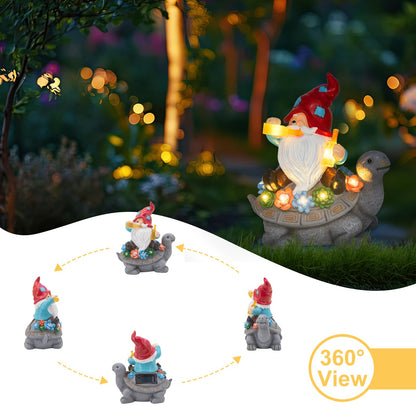 Gnome Garden Decor Statue with Solar Light Lantern, Turtle with Succulent Birthday Gifts for Women Mom Grandma, Funny Waterproof Resin Figurine Outdoor Decorations for Yard Patio Lawn Balcony Porch
