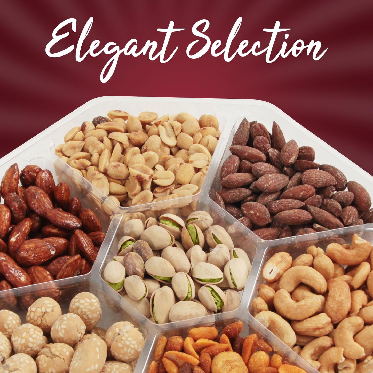 Nut Gift Baskets, 14oz Mixed Nut Gift Box of 7 Sectional Platter, Ideal Nut Assortment for Holidays, Birthdays, Celebrations, Anniversaries, Corporate Occasions and Everyday Snacking