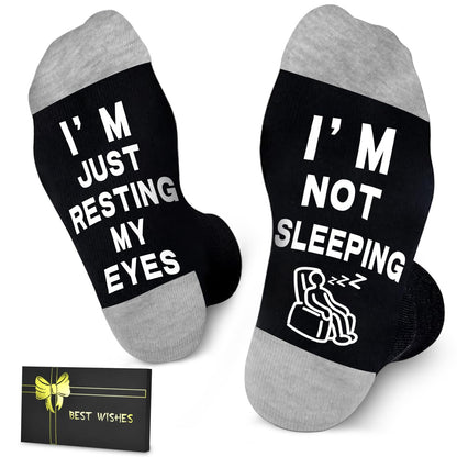 Dealswin Birthday Gifts for Dad, Fathers Day Gift for Men, I'm Not Sleeping I'm Just Resting My Eyes Funny Socks