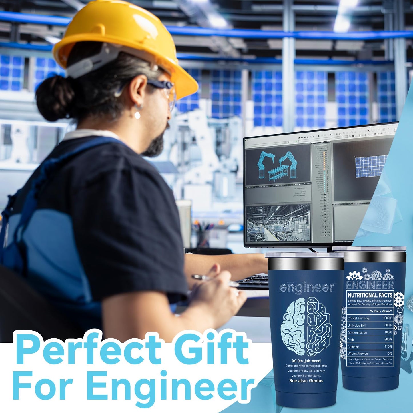 Fufandi Engineer Gifts, Mechanical Engineering Gifts for Men - Civil Engineering Student Graduation gift, Retirement Present for Engineer - Tumbler Cup 20oz