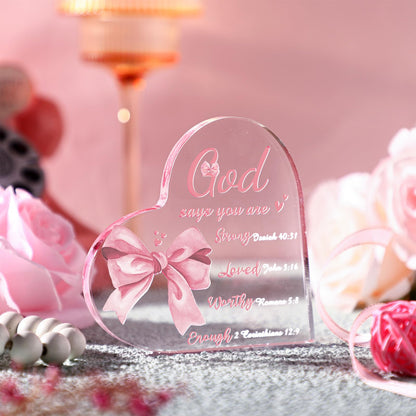 Funnymoom Christian Religious Heart Shaped Gifts for Women Pink Inspiration Religious Gift Bible Verse Faith Keepsakes Spiritual Gifts for Friend Mom Sister Valentine's Day Mother's Day Gift