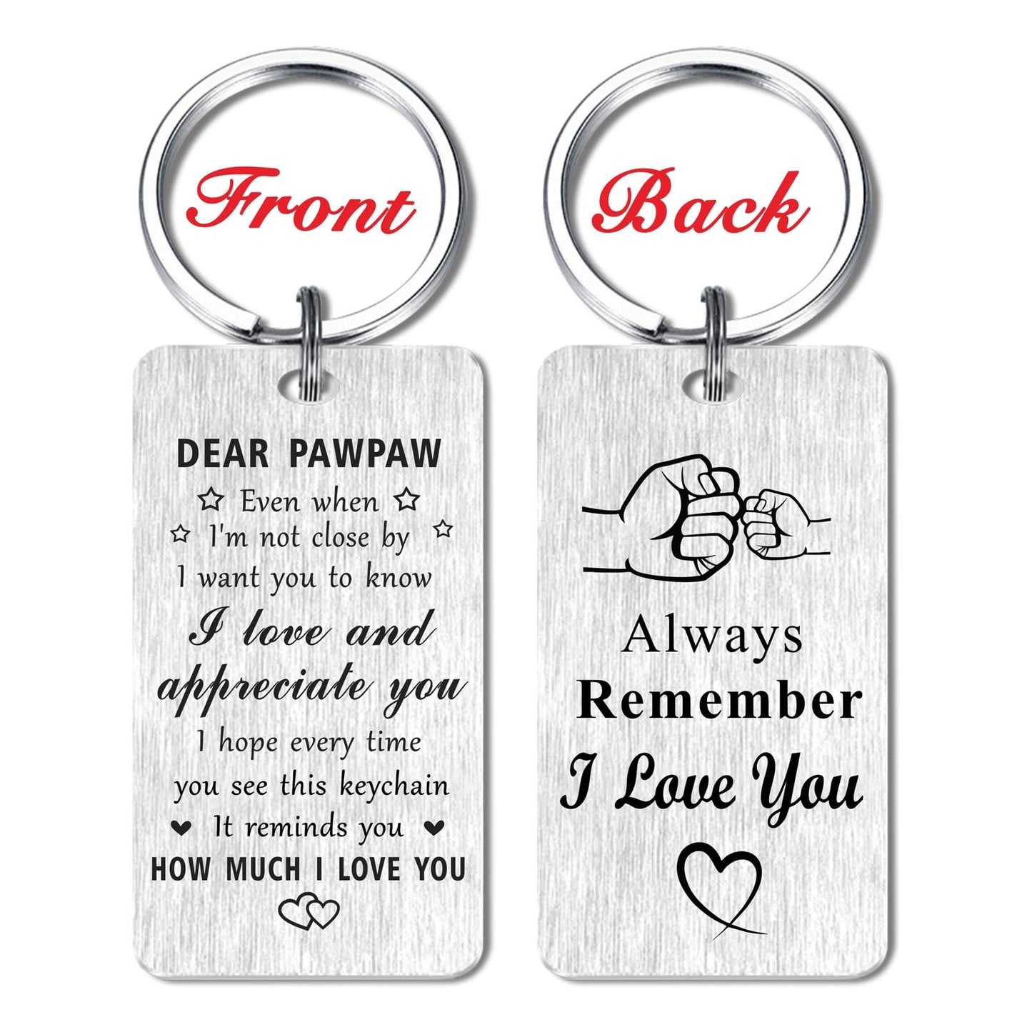 Jzxwan I Love You Pawpaw Gifts, Appreciate Pawpaw Birthday Keychain, Best Key Chain Present from Grandkids