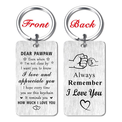 Jzxwan I Love You Pawpaw Gifts, Appreciate Pawpaw Birthday Keychain, Best Key Chain Present from Grandkids