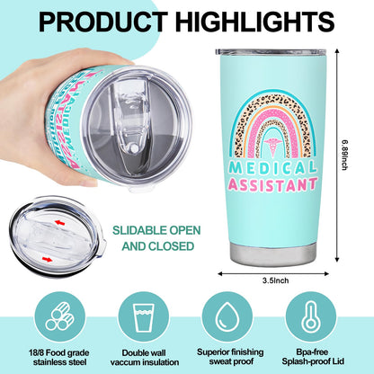 Medical Assistant Gifts for Women, MA Week Gift for Her, MA Appreciation Gifts, 20oz Stainless Steel Coffee Mug Tumbler, Medical Assistant Week Presents for Women
