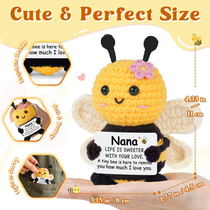 Nana Gifts from Granddaughter, Birthday Gifts for Nana - Cute Handmade Crochet Bee - Valentines Mothers Day for Grandma, Emotional Support Animal Gift
