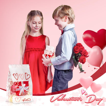 AISunGoo 28 Pcs Valentines Day Gift Bags With Tin Tie Lock for Kids Class Parties, Treat Bags for Valentines Party Favors