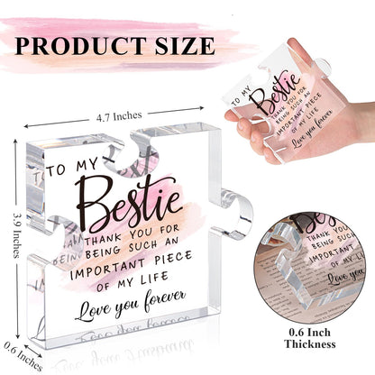 Bestie Gifts for Women Friendship - 0.6" Thickness Acrylic Puzzle & Gift Box,Gifts for Friends Female,Friend Keepsake for Women Birthday,Bff Soul Sister Work Bestie Gift for Thankgiving Present