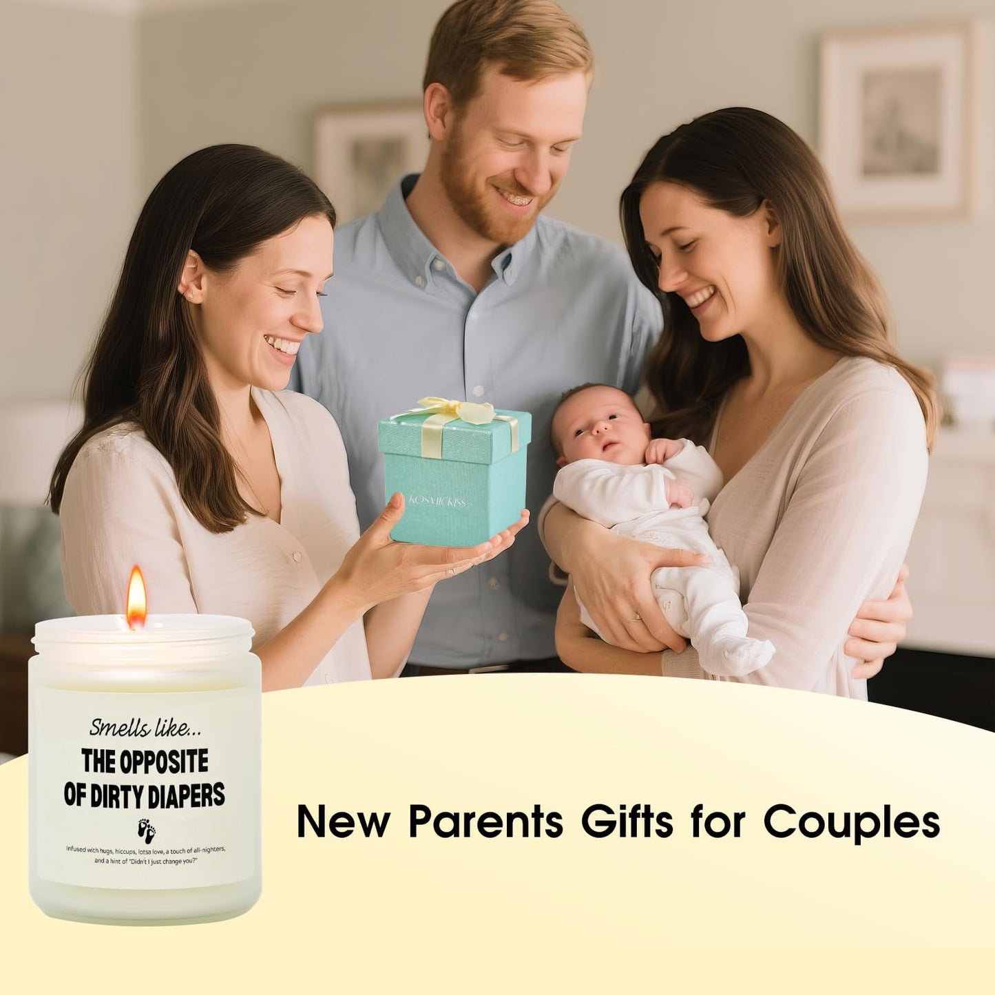 Kosmickiss New Parents Gifts for Couples, Funny Gender Reveal Gift, Mom&Dad Gift for New Parents, Lavender Aroma Candle
