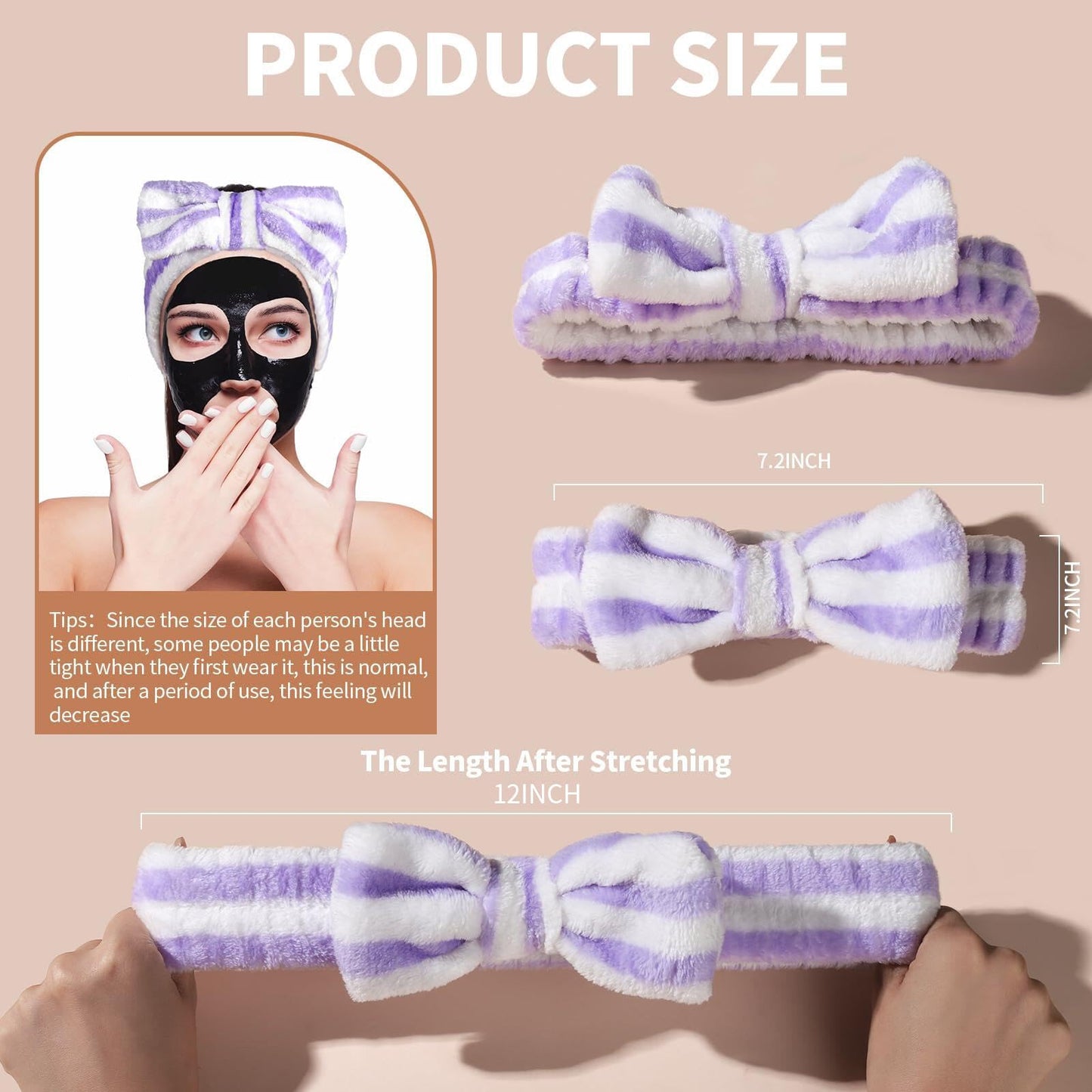 Teenitor 5pcs Makeup Headband with Removable Bow, Spa Headband for Washing Face for Teen Girls Women, Gifts Basket for Teens Girls Party, Skin Care Hairband