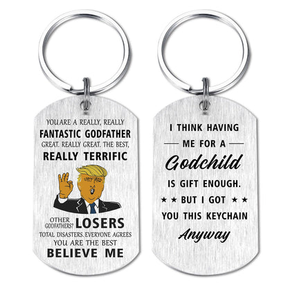 Mataly Godfather Gifts from Godchild - Godfather Proposal Gifts - Will You Be My Godfather Keychain, Fathers Day God Father Gift for Men