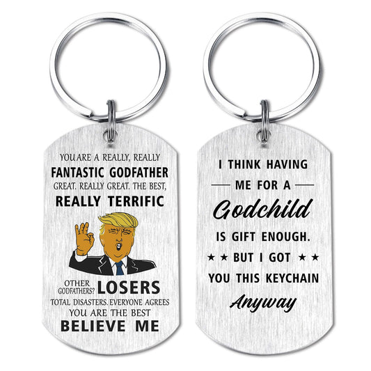 Mataly Godfather Gifts from Godchild - Godfather Proposal Gifts - Will You Be My Godfather Keychain, Fathers Day God Father Gift for Men