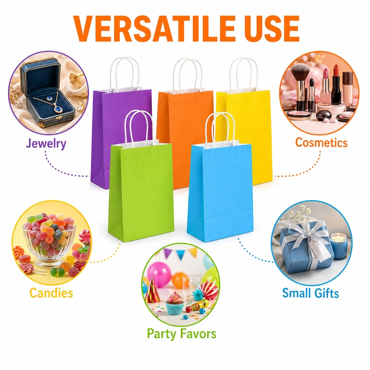 MAQIHAN Gift Bags With Handles - 15 Pcs Gift Bag Bulk Paper Bag Goody Bags Kraft Paper Bags Party Favor Bags Small Bag for Gifts Craft Goodie Birthday Valentine Christmas