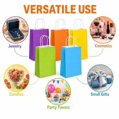 MAQIHAN Gift Bags With Handles - 15 Pcs Gift Bag Bulk Paper Bag Goody Bags Kraft Paper Bags Party Favor Bags Small Bag for Gifts Craft Goodie Birthday Valentine Christmas