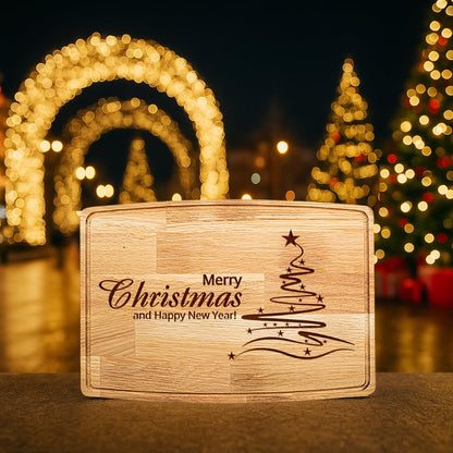 2026 Christmas Cutting Board – Laser Engraved Wooden Holiday Charcuterie Board, Merry Kitchen Décor, Christmas Gift for Family, Friends, Mom, Dad & Housewarming (11.5" X 7.5 Oak Wood Compact)