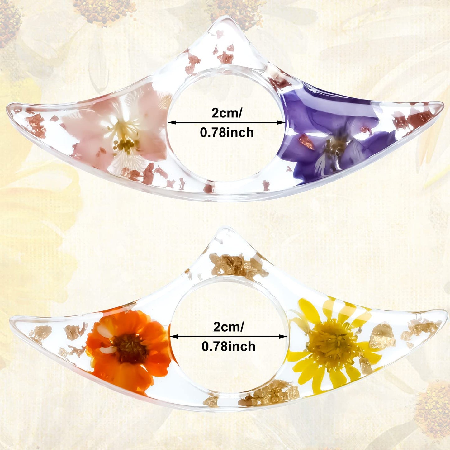 2 Pieces Dried Flower Resin Book Page Holder Transparent Thumb Ring Page Holder Handmade Personalized Flower Resin Bookmark Reading Accessories Gift for Teachers Book Lovers Literary (Adorable Style)