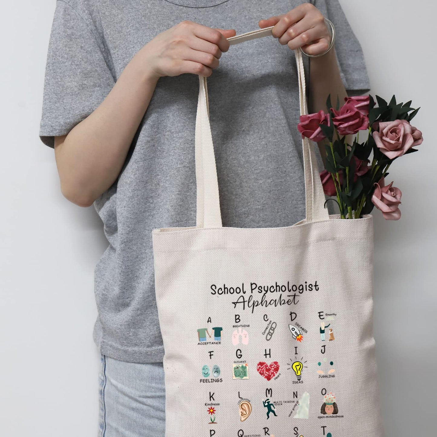 Psychologist Canvas Tote Bag Thank You Gift for Psychologist Psych Shopping Bag Book Bag End of Term Gift