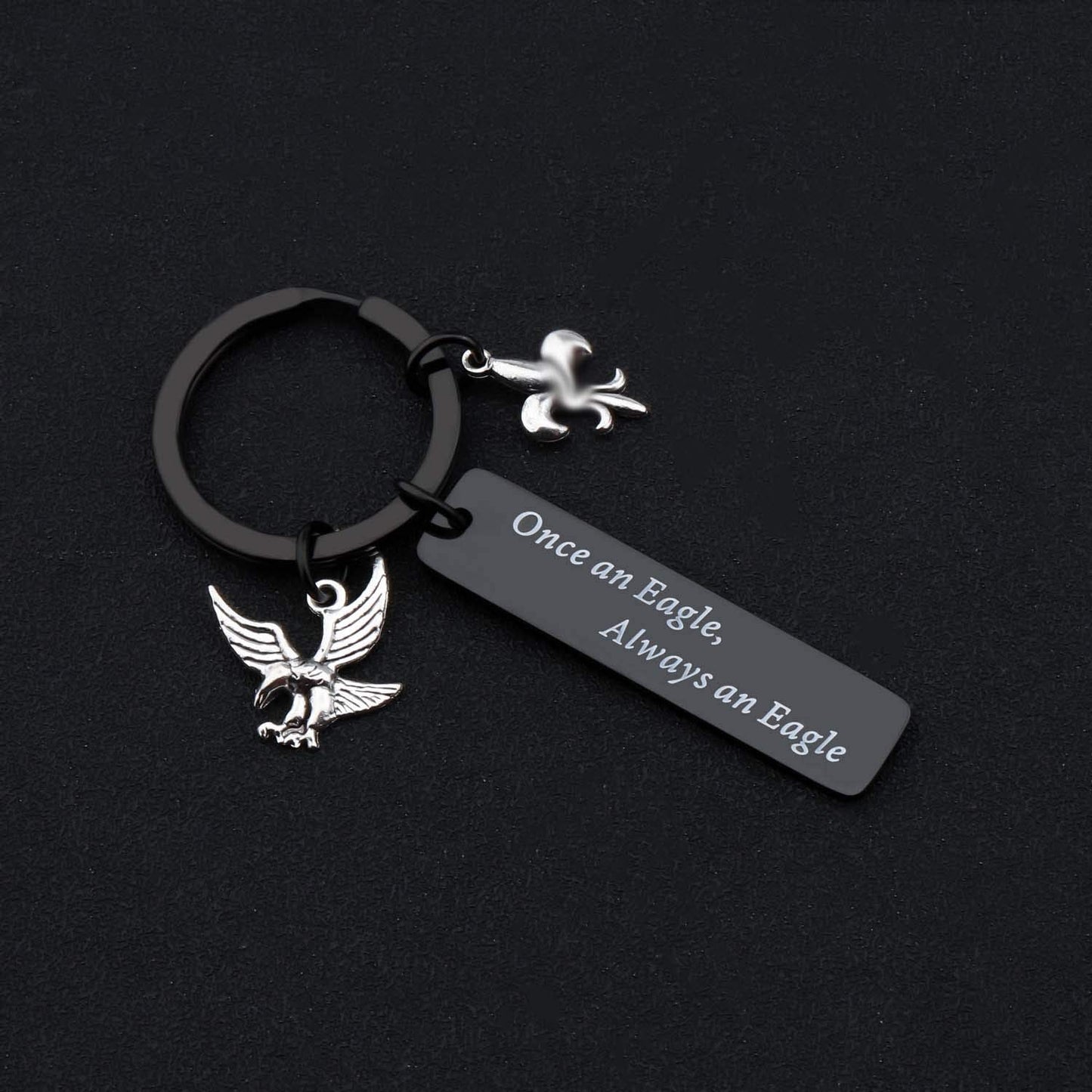 ENSIANTH Eagle Gift for Scouts Scout Keychain Scouts Leader Gift Scout Court of Honor Gift Eagle Keychain (Black)